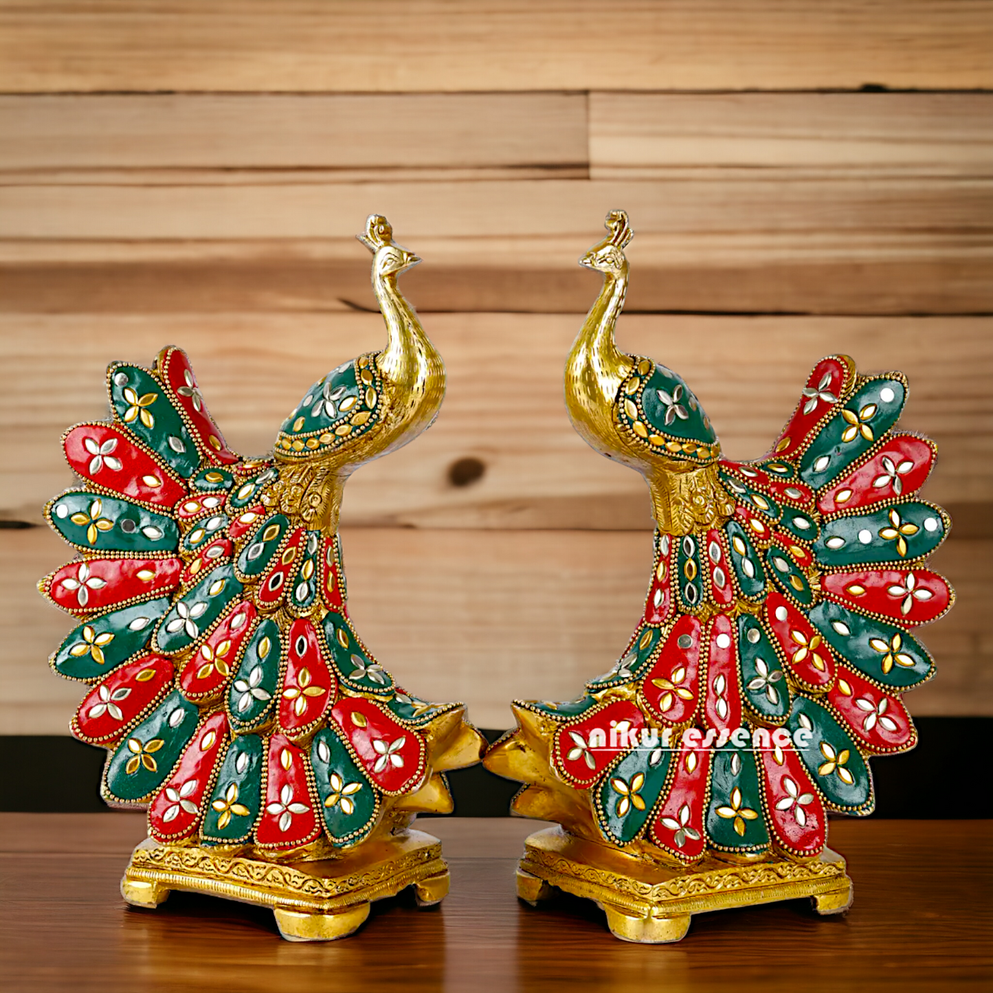 Buy 2 Pair Peacock with stone work Idol - 25 cm Nikuressence