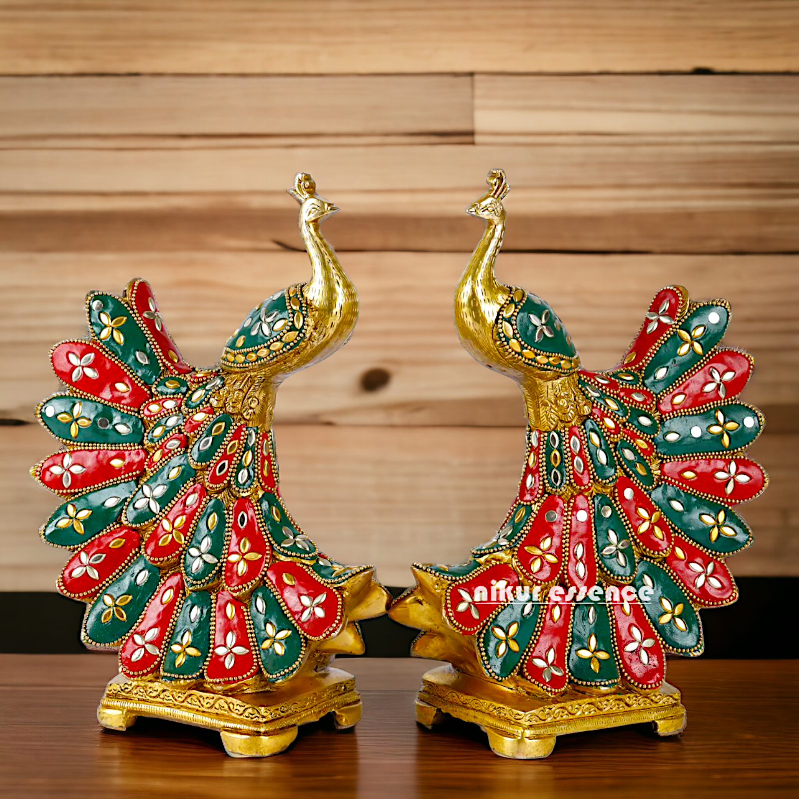 Buy 2 Pair Peacock with stone work Idol - 25 cm Nikuressence