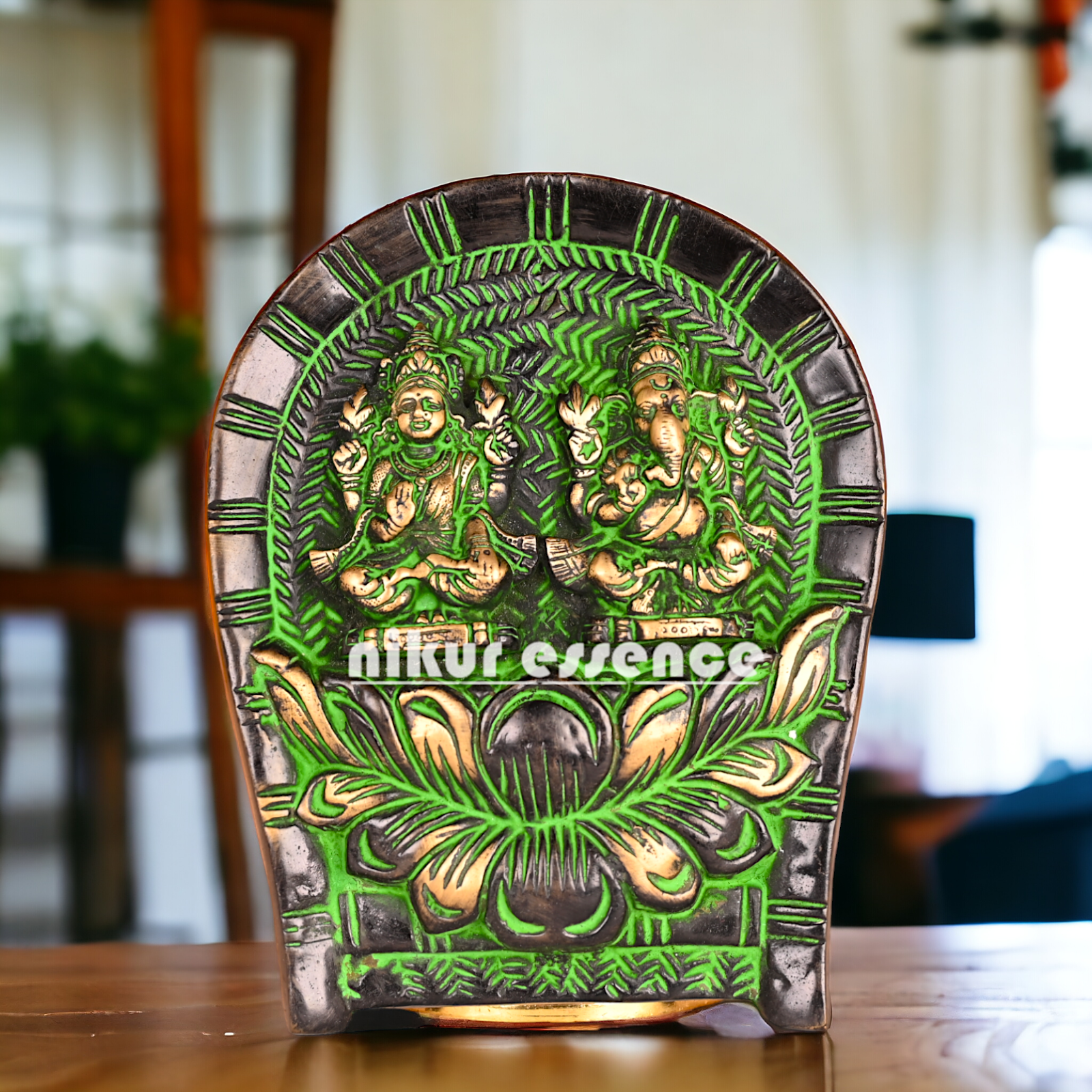 Buy Brass Beautiful Lakshmi Ganesh idol wall hanging - 7.5 Inches Nikuressence