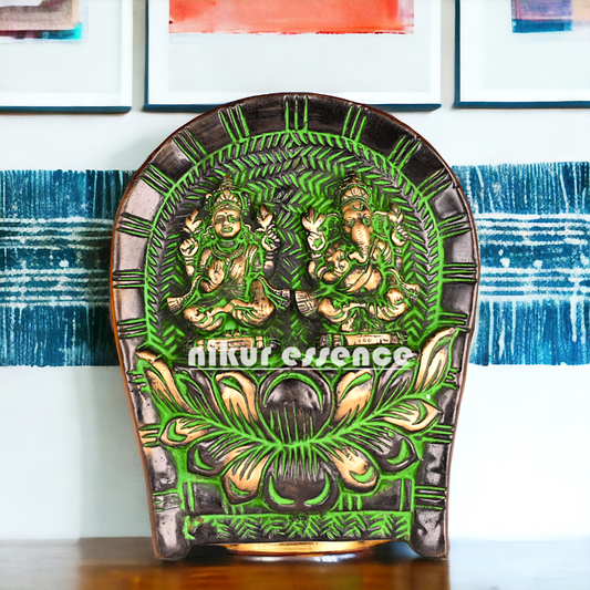 Buy Brass Beautiful Lakshmi Ganesh idol wall hanging - 7.5 Inches Nikuressence