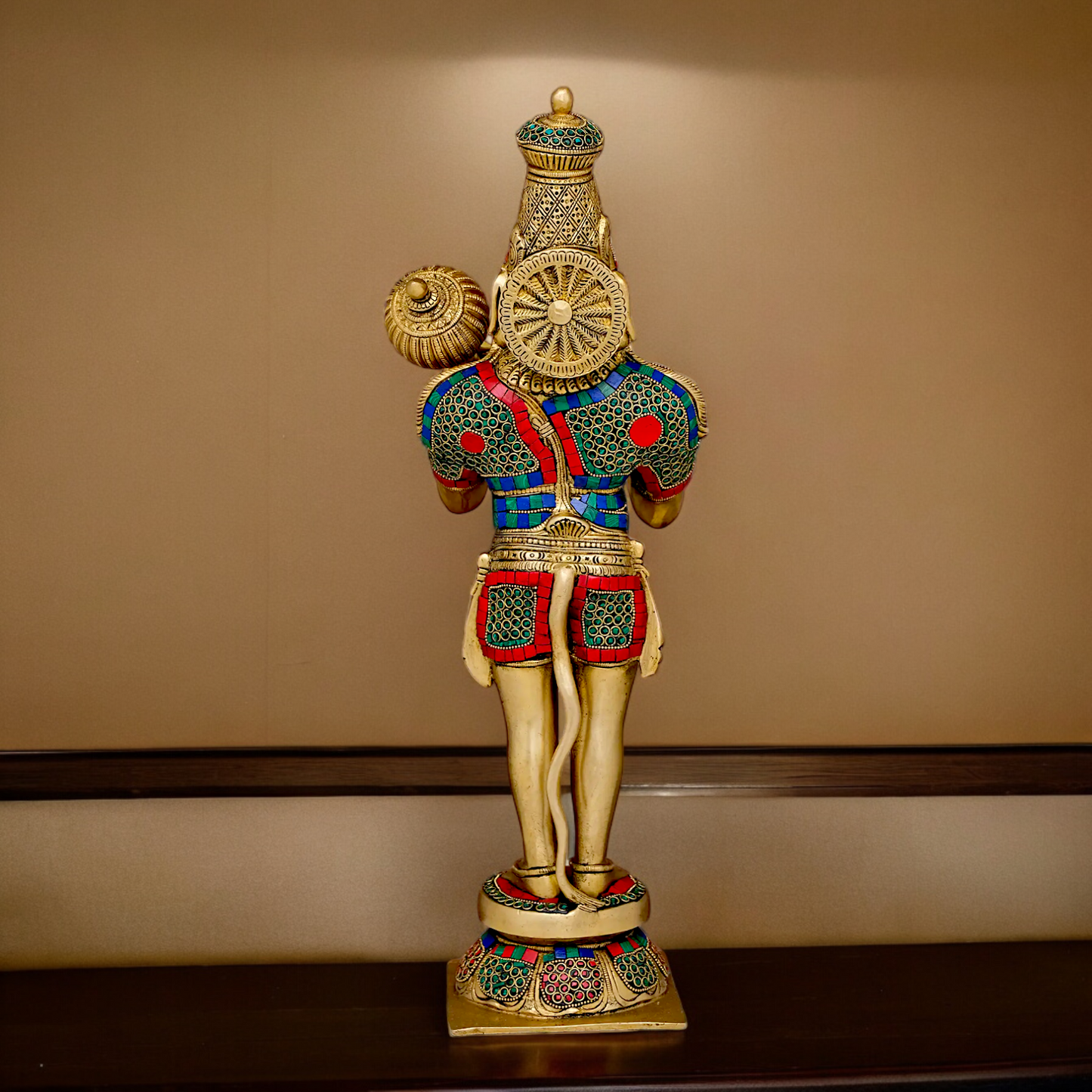 Buy Online Brass Hanuman Bless Standing Idol with Stone Work - 53.5 cm Nikuressence