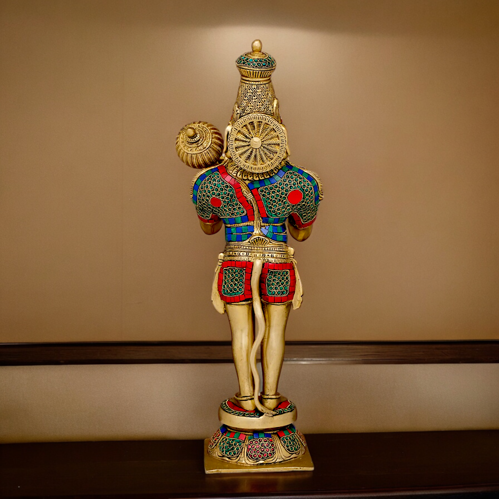 Buy Online Brass Hanuman Bless Standing Idol with Stone Work - 53.5 cm Nikuressence