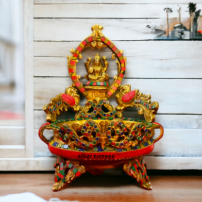 Buy Online Brass Lakshmi Urli with stone work - 10.5 cm Nikuressence