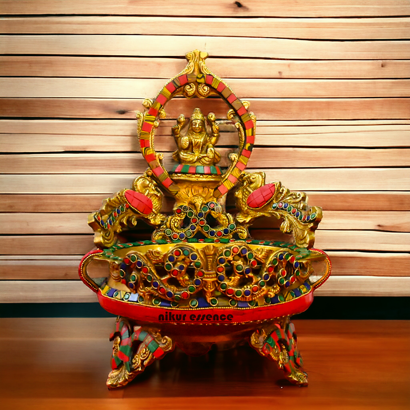 Buy Online Brass Lakshmi Urli with stone work - 10.5 cm Nikuressence