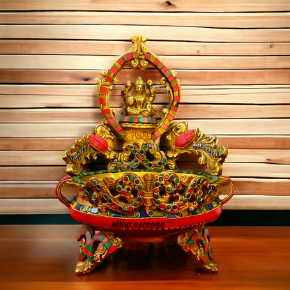 Buy Online Brass Lakshmi Urli with stone work - 10.5 cm Nikuressence