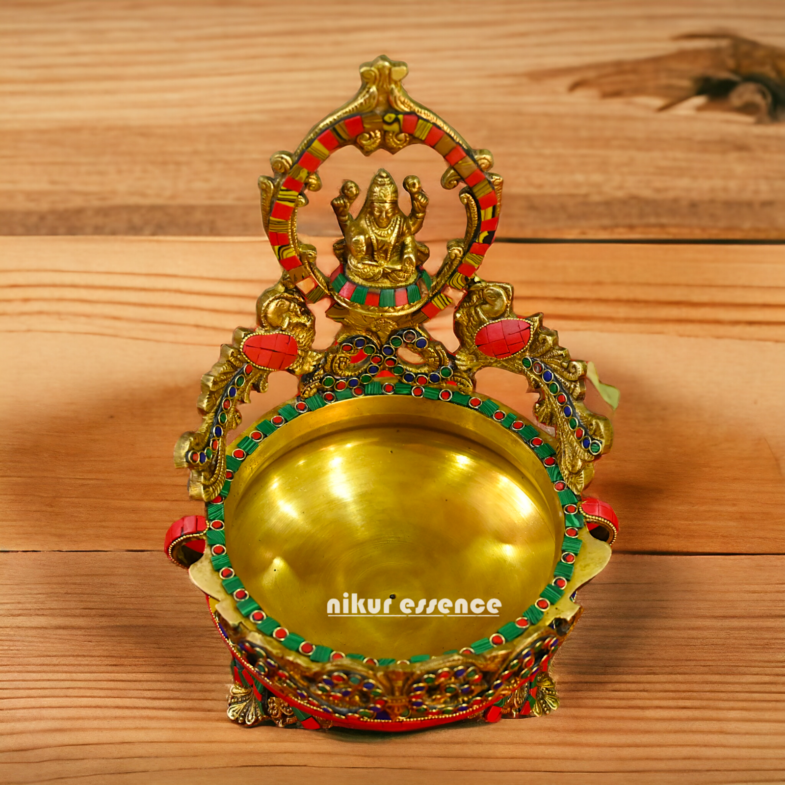 Buy Online Brass Lakshmi Urli with stone work - 10.5 cm Nikuressence
