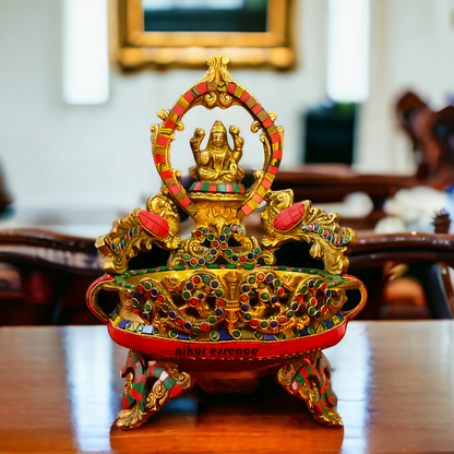 Buy Online Brass Lakshmi Urli with stone work - 10.5 cm Nikuressence