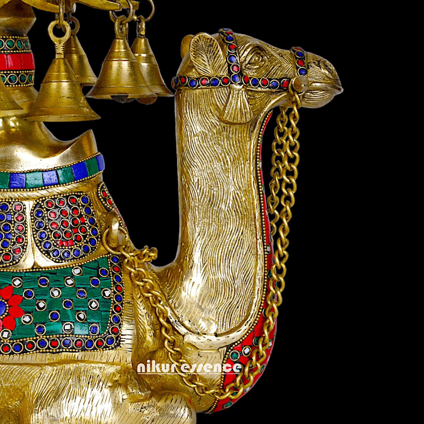 Camel Urli with Bells , Handcrafted Brass Water Basin for Elegant Home Décor and Traditional Indian Aesthetic Nikuressence