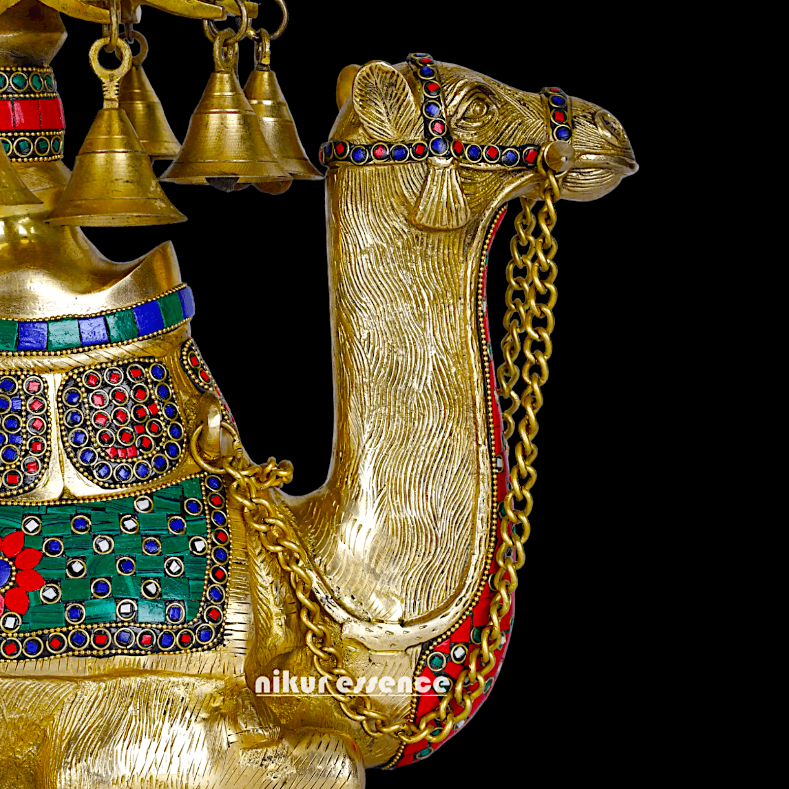 Camel Urli with Bells , Handcrafted Brass Water Basin for Elegant Home Décor and Traditional Indian Aesthetic Nikuressence