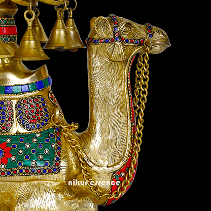 Camel Urli with Bells , Handcrafted Brass Water Basin for Elegant Home Décor and Traditional Indian Aesthetic Nikuressence