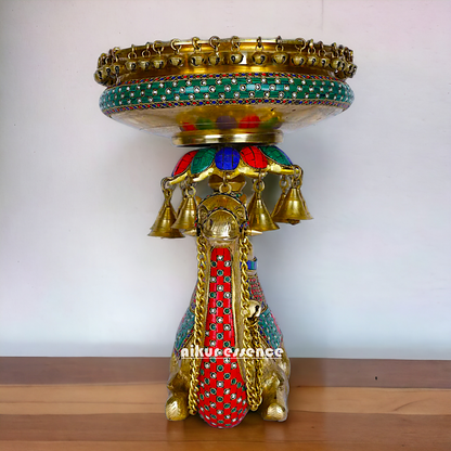 Camel Urli with Bells , Handcrafted Brass Water Basin for Elegant Home Décor and Traditional Indian Aesthetic Nikuressence