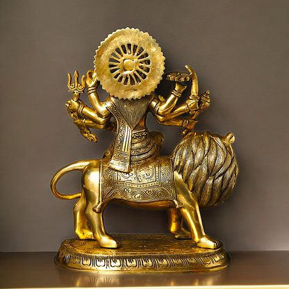 Large Handcrafted Durga Maa Brass Statue - Exquisite 35.5 cm Representation of Divine Feminine Power Nikuressence