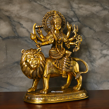 Large Handcrafted Durga Maa Brass Statue - Exquisite 35.5 cm Representation of Divine Feminine Power Nikuressence