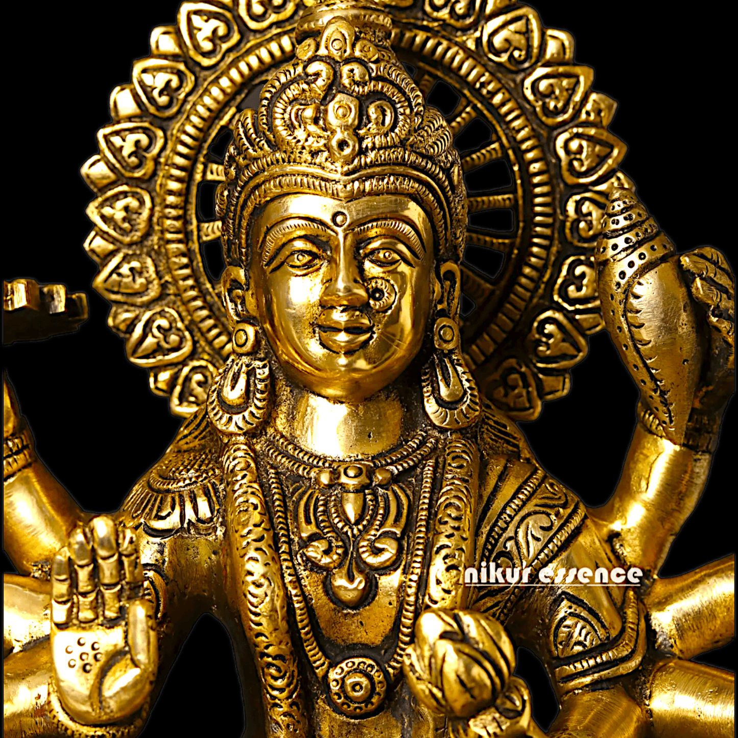 Large Handcrafted Durga Maa Brass Statue - Exquisite 35.5 cm Representation of Divine Feminine Power Nikuressence