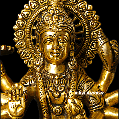 Large Handcrafted Durga Maa Brass Statue - Exquisite 35.5 cm Representation of Divine Feminine Power Nikuressence