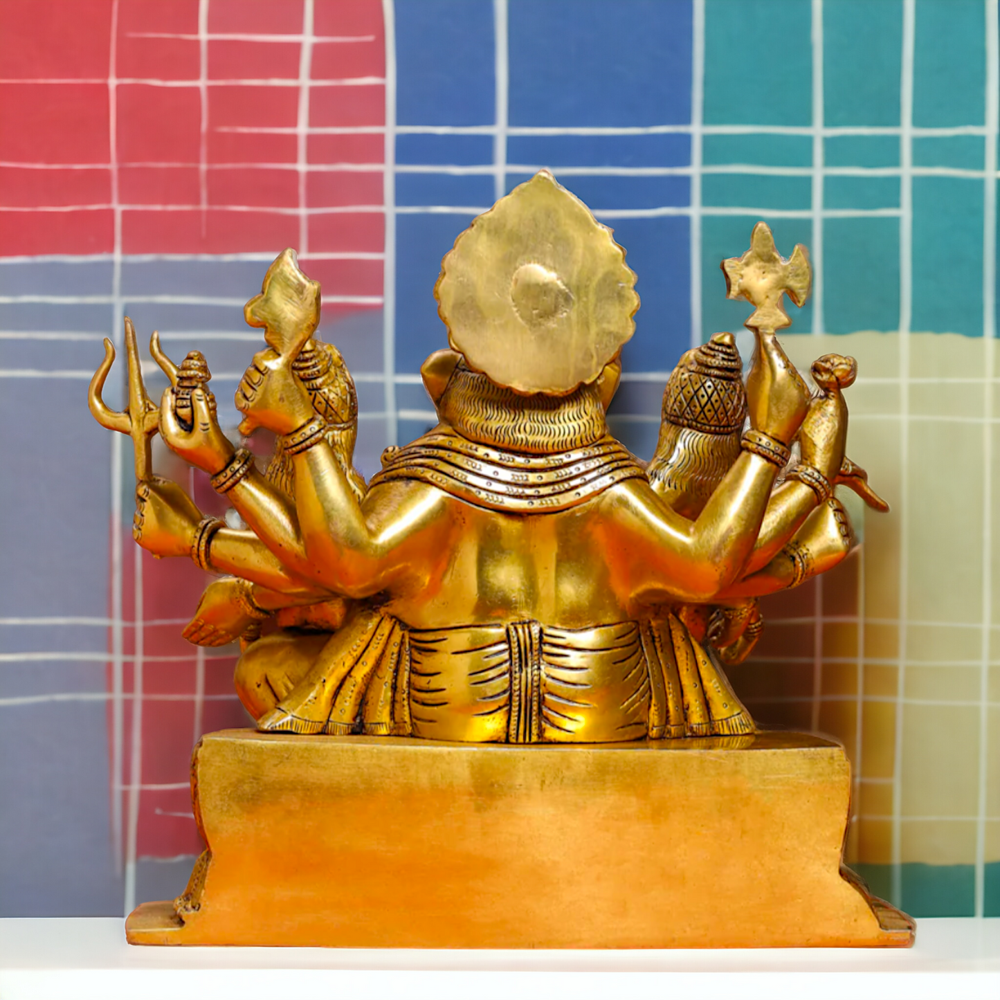 Brass Ganesh with Riddhi-Siddhi Idol, 30.5 cm Tall Nikuressence