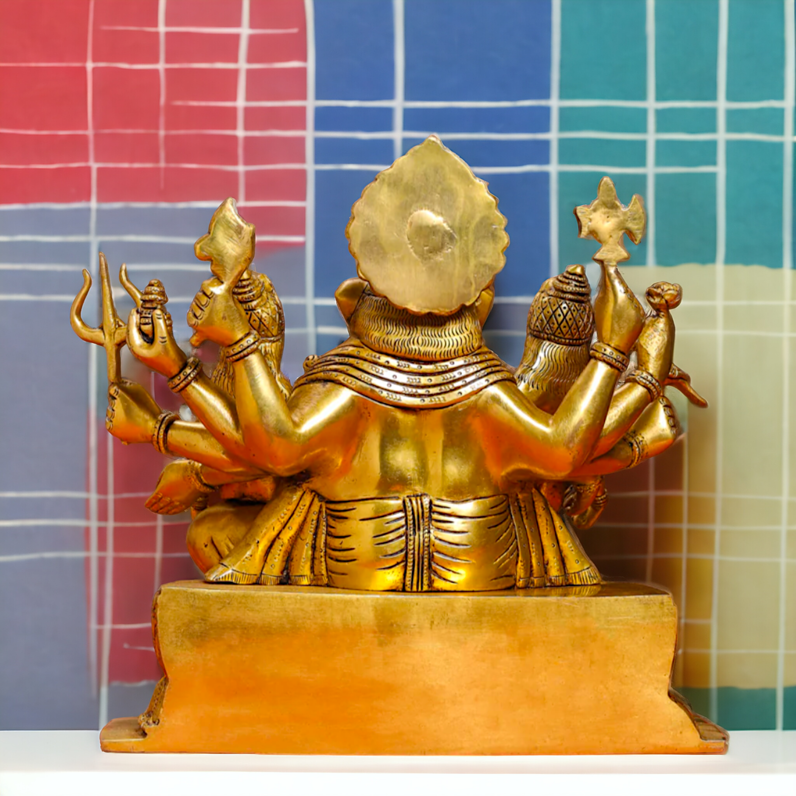 Brass Ganesh with Riddhi-Siddhi Idol, 30.5 cm Tall Nikuressence