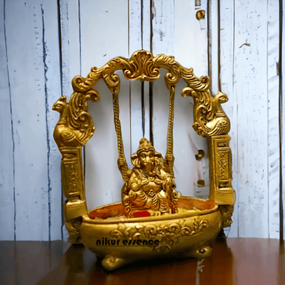 Buy Brass Ganesha Jhula with Urli -Nikur essence Nikuressence