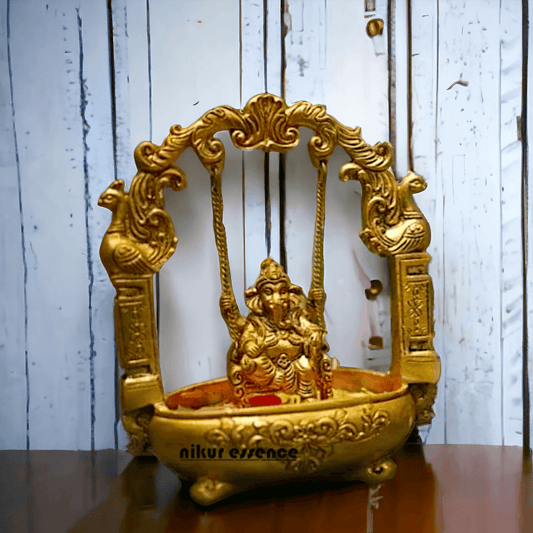 Buy Brass Ganesha Jhula with Urli -Nikur essence Nikuressence