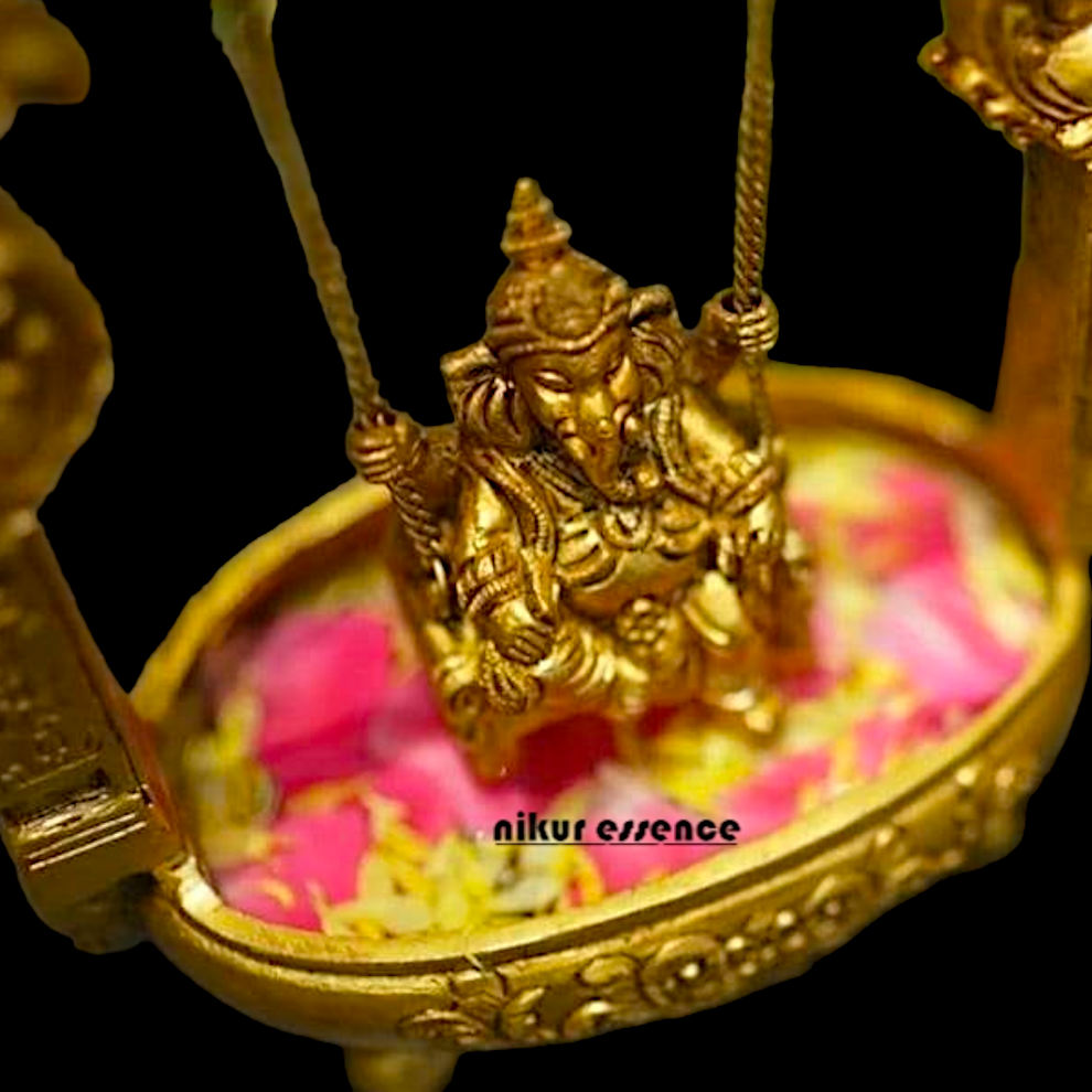 Buy Brass Ganesha Jhula with Urli -Nikur essence Nikuressence