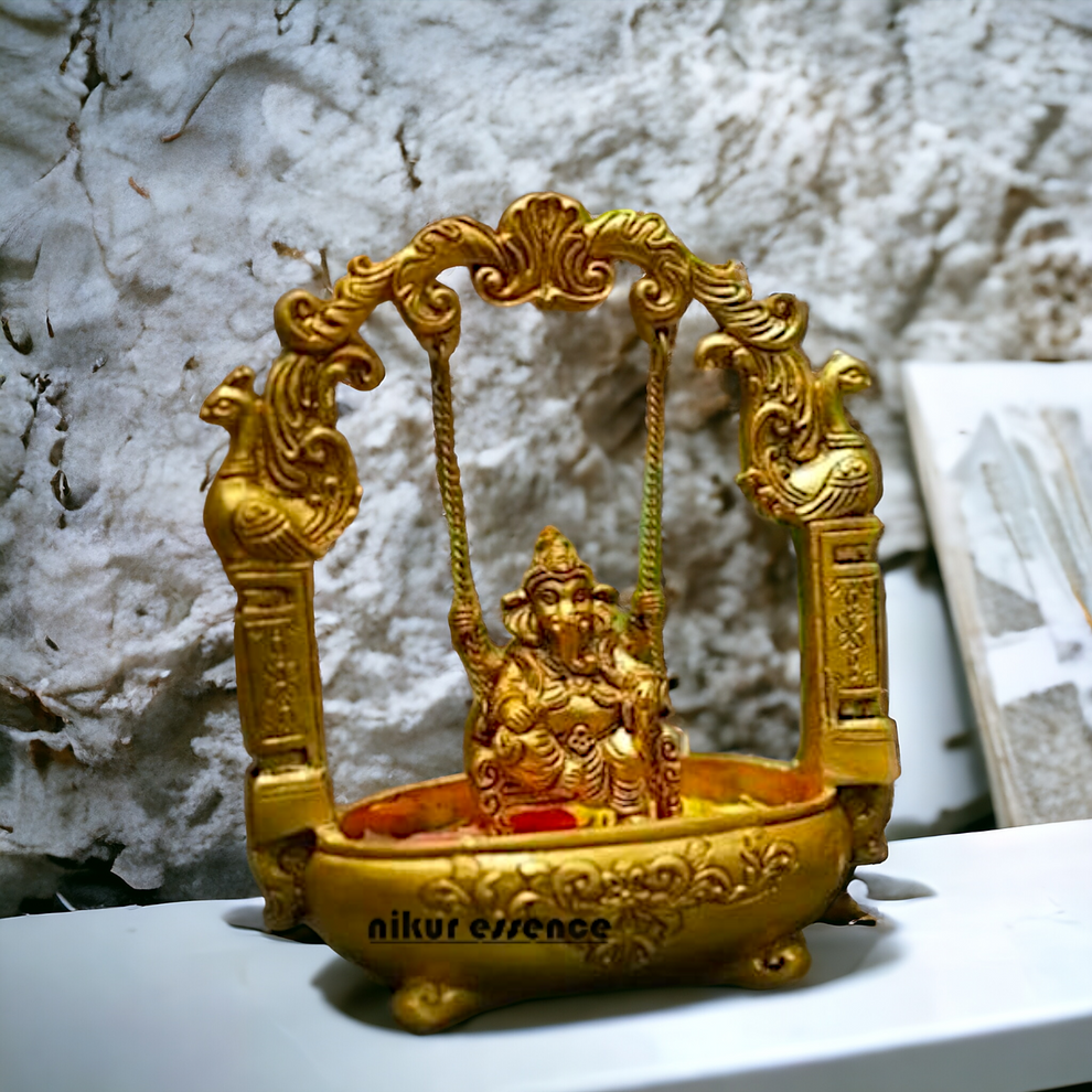 Buy Brass Ganesha Jhula with Urli -Nikur essence Nikuressence