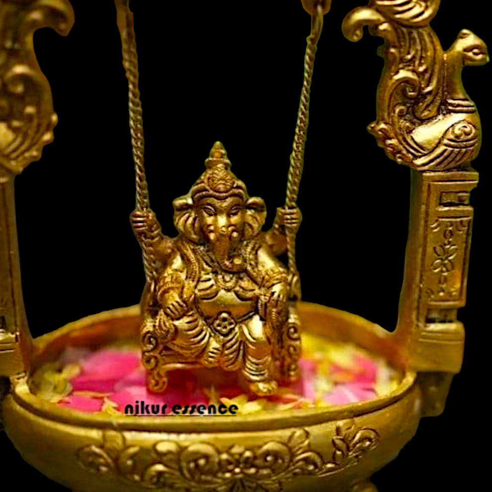 Buy Brass Ganesha Jhula with Urli -Nikur essence Nikuressence