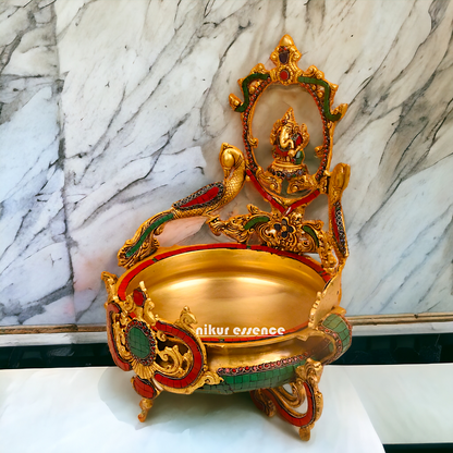Buy Ganesha Urli with Peacock Detailing - Handcrafted Indian Decorative Bowl for Spiritual Bliss and Aesthetic Elegance Nikuressence