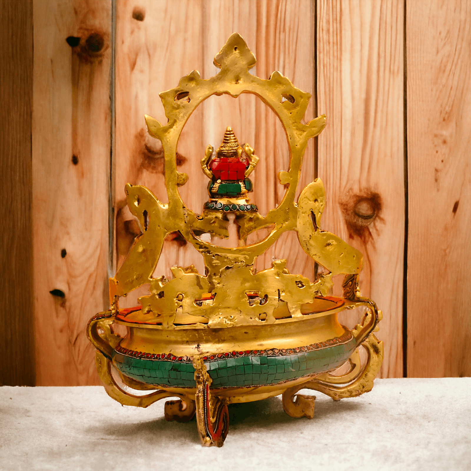 Buy Ganesha Urli with Peacock Detailing - Handcrafted Indian Decorative Bowl for Spiritual Bliss and Aesthetic Elegance Nikuressence