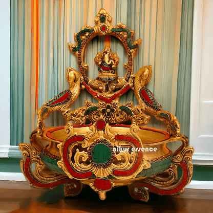 Buy Ganesha Urli with Peacock Detailing - Handcrafted Indian Decorative Bowl for Spiritual Bliss and Aesthetic Elegance Nikuressence