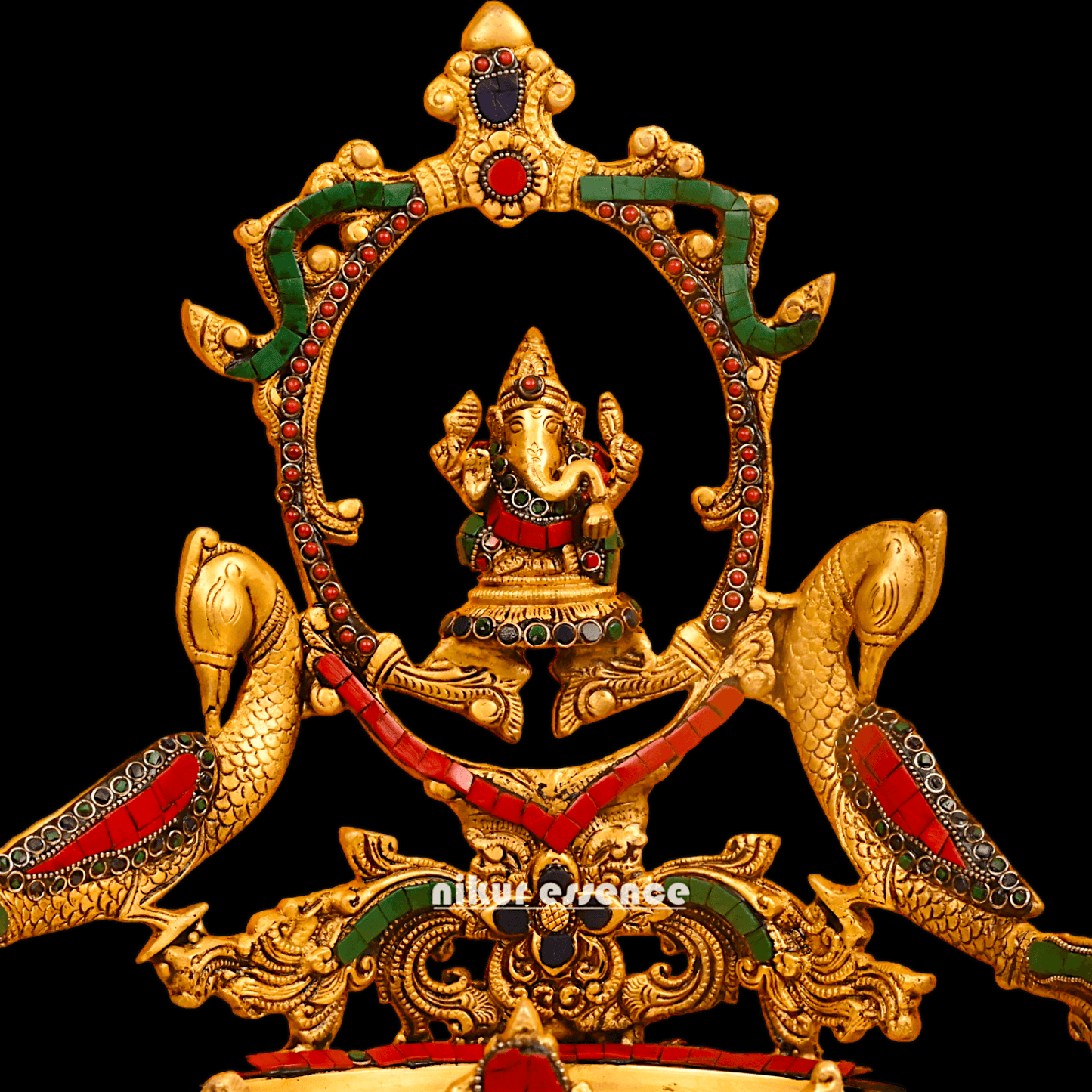 Buy Ganesha Urli with Peacock Detailing - Handcrafted Indian Decorative Bowl for Spiritual Bliss and Aesthetic Elegance Nikuressence