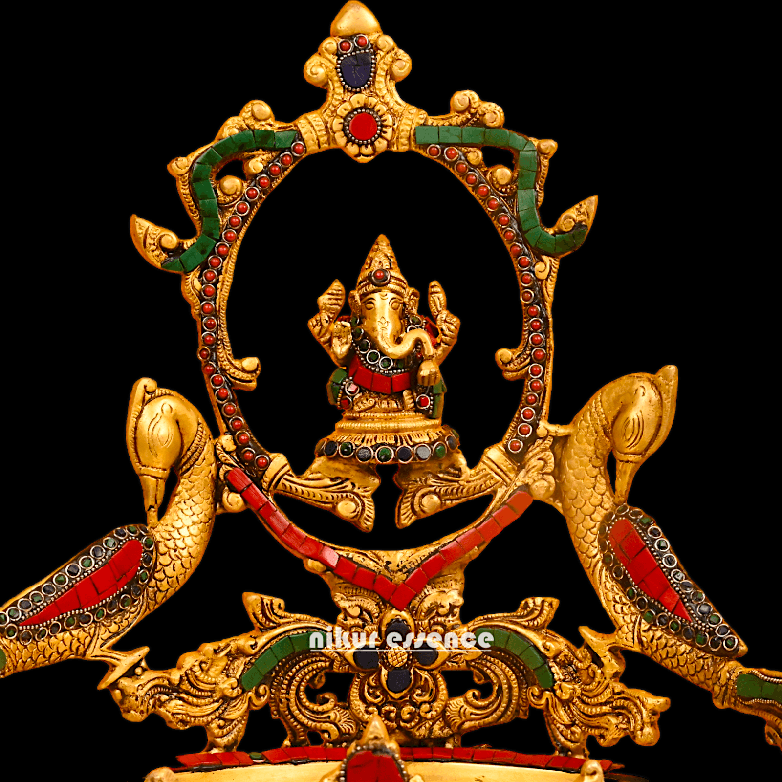 Buy Ganesha Urli with Peacock Detailing - Handcrafted Indian Decorative Bowl for Spiritual Bliss and Aesthetic Elegance Nikuressence