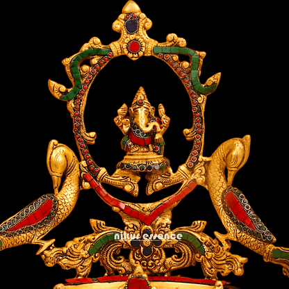 Buy Ganesha Urli with Peacock Detailing - Handcrafted Indian Decorative Bowl for Spiritual Bliss and Aesthetic Elegance Nikuressence