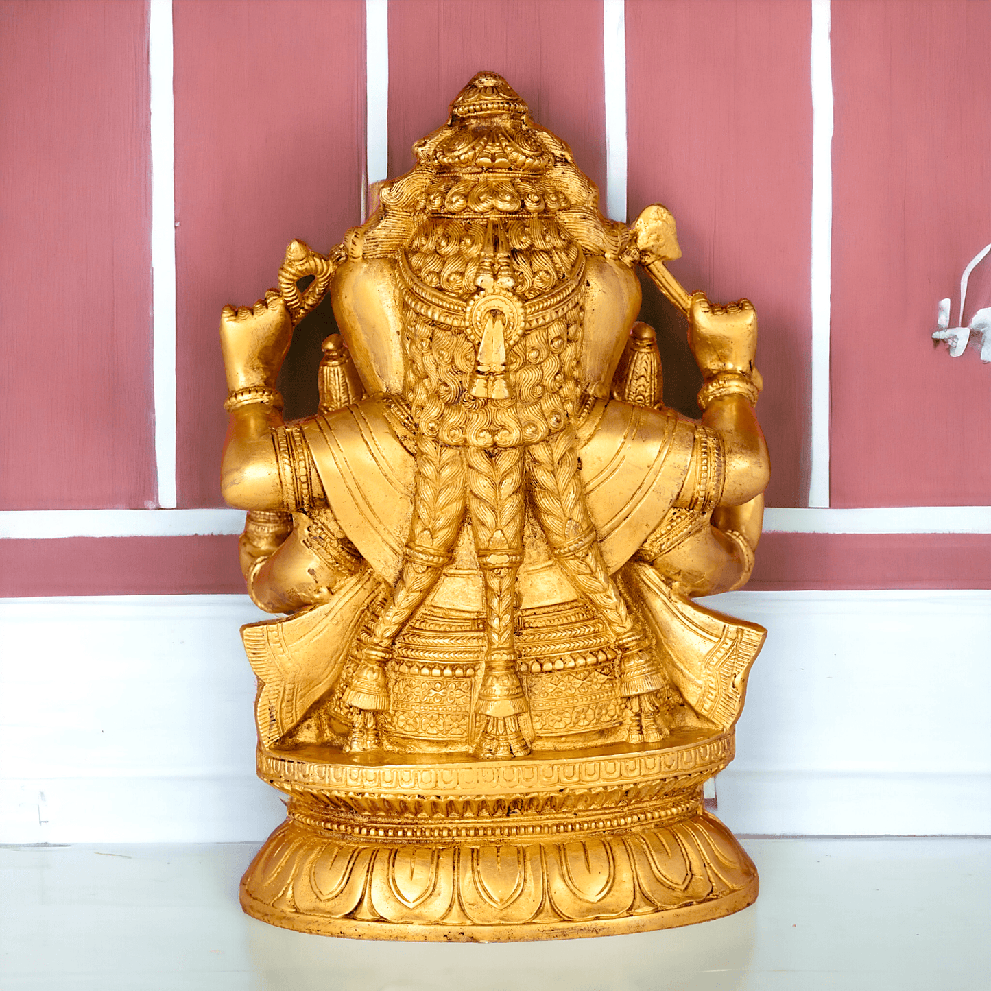 Ganesha Brass Statue with Riddhi Siddhi - 12.5 Inch Nikuressence