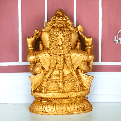 Ganesha Brass Statue with Riddhi Siddhi - 12.5 Inch Nikuressence