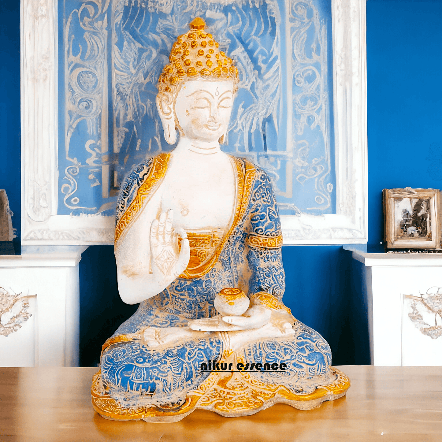 Gautam Buddha Idol , Detailed Handcrafted Sculpture for Spiritual Enrichment Nikuressence