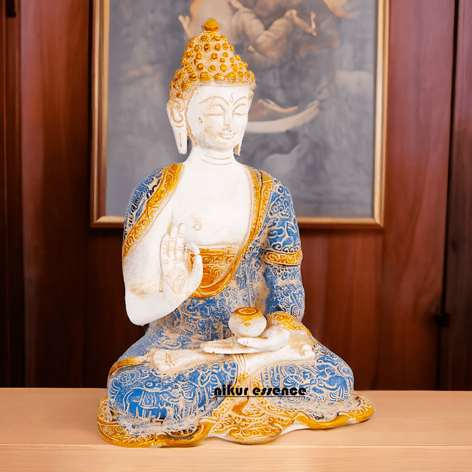 Gautam Buddha Idol , Detailed Handcrafted Sculpture for Spiritual Enrichment Nikuressence