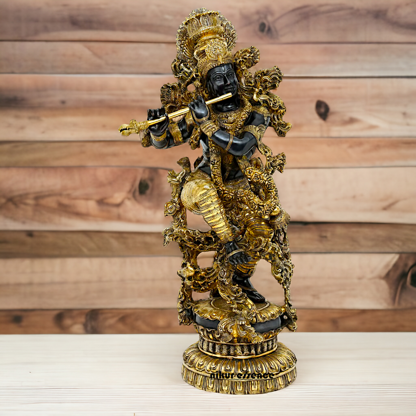 Big Krishna Standing Playing Flute Brass statue - 43 inches Nikuressence