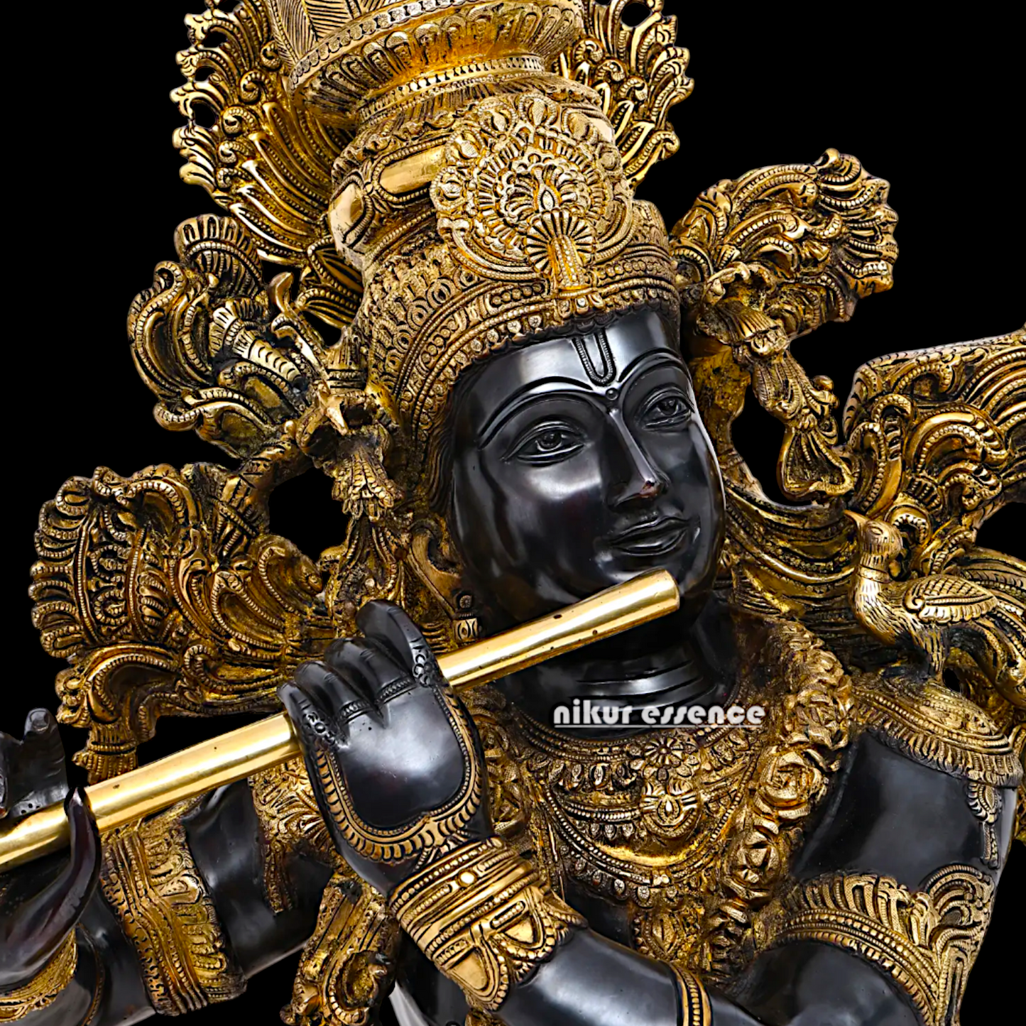 Big Krishna Standing Playing Flute Brass statue - 43 inches Nikuressence