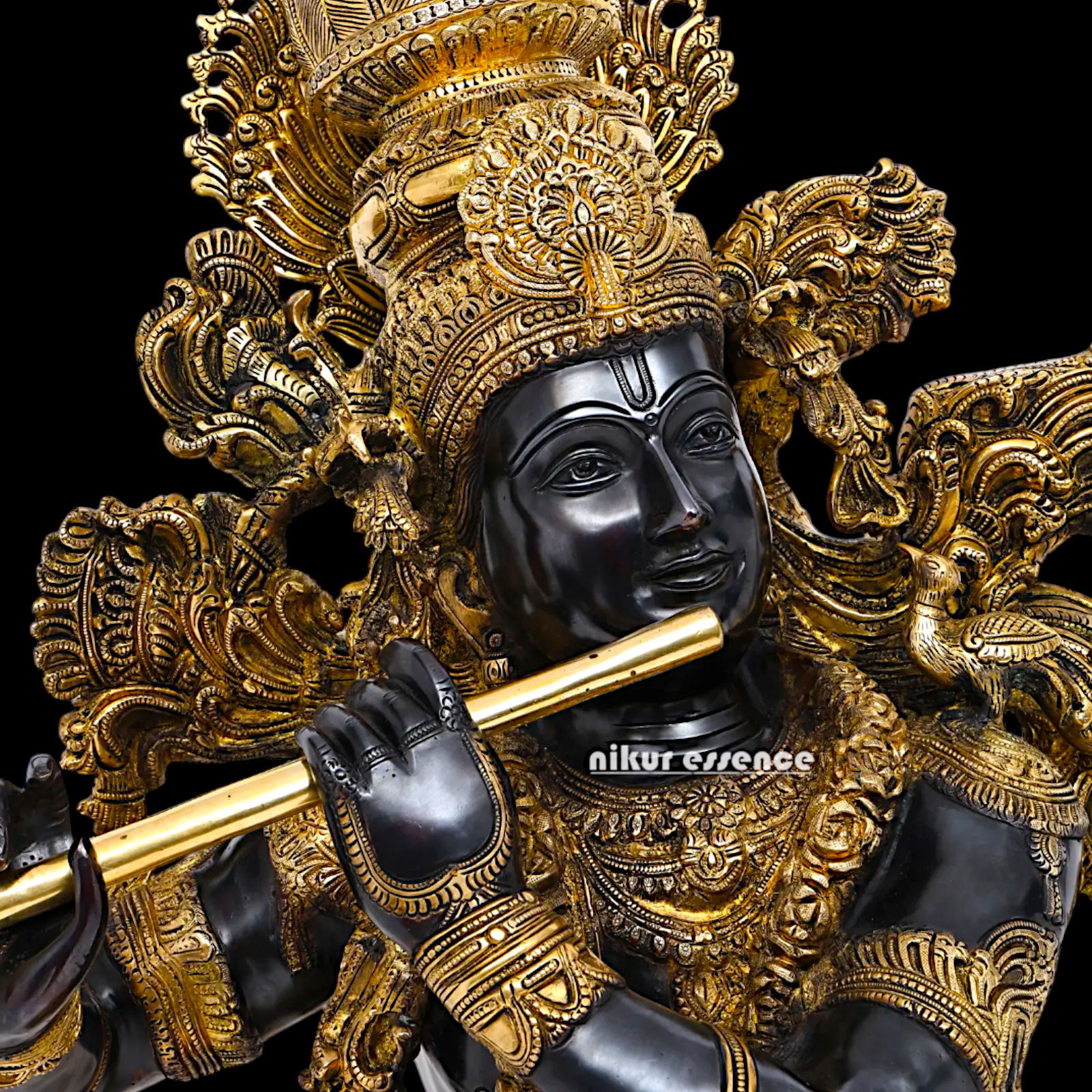 Big Krishna Standing Playing Flute Brass statue - 43 inches Nikuressence