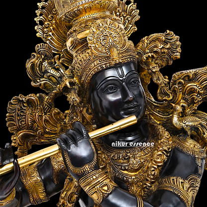 Big Krishna Standing Playing Flute Brass statue - 43 inches Nikuressence