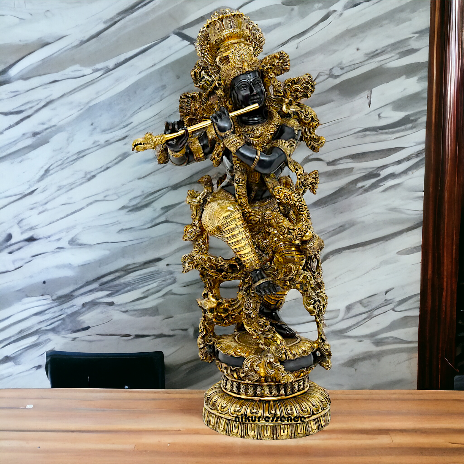 Big Krishna Standing Playing Flute Brass statue - 43 inches Nikuressence