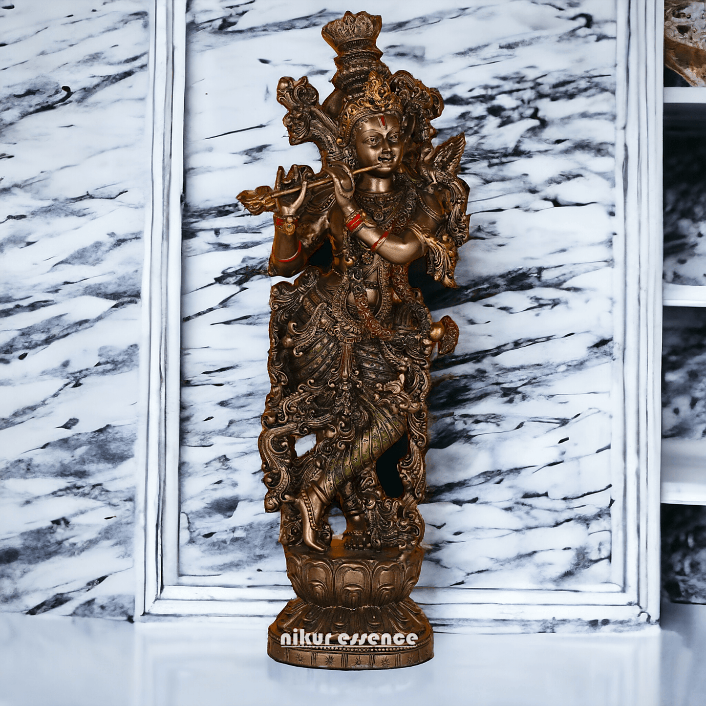 Hindu Krishna Bronze Statue | Buy copper Krishna Statue | Buy Krishna Statue- 29 inch height Nikuressence