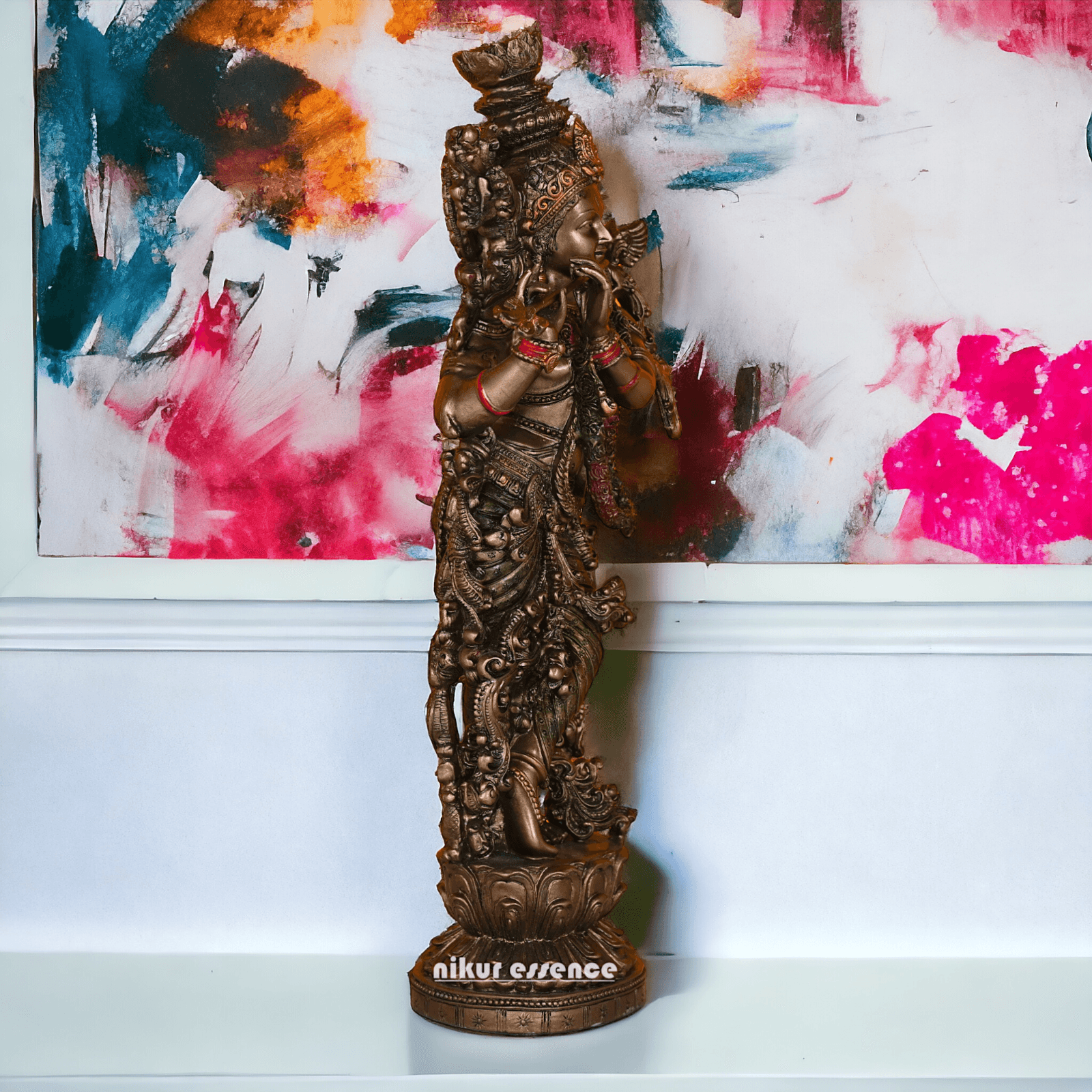 Hindu Krishna Bronze Statue | Buy copper Krishna Statue | Buy Krishna Statue- 29 inch height Nikuressence
