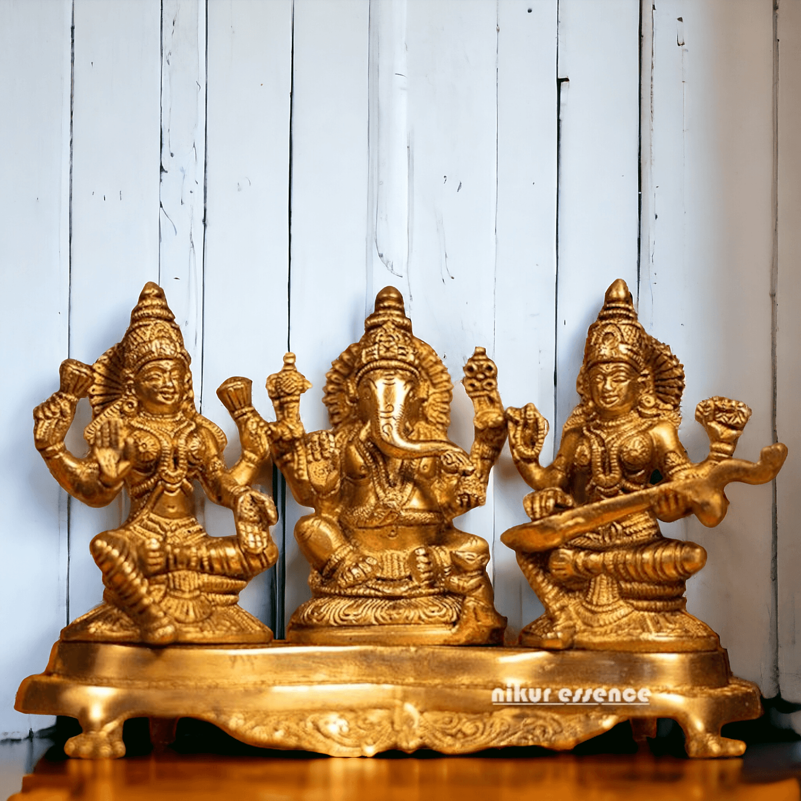 Buy Lakshmi Ganesh and Saraswati | Brass idol Nikuressence