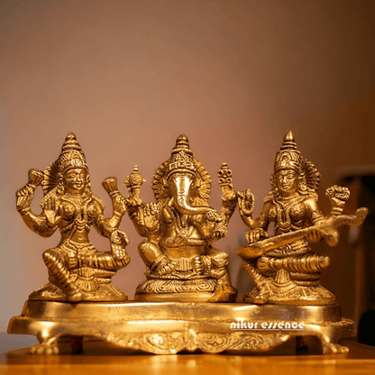 Buy Lakshmi Ganesh and Saraswati | Brass idol Nikuressence