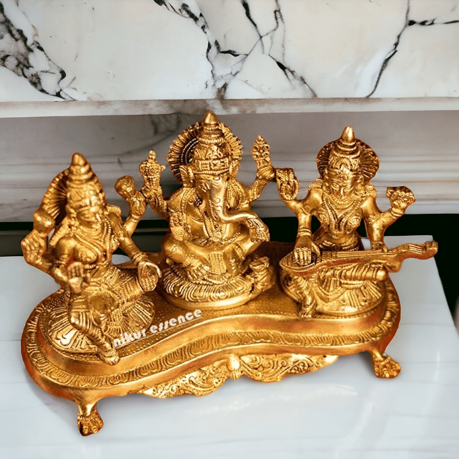 Buy Lakshmi Ganesh and Saraswati | Brass idol Nikuressence