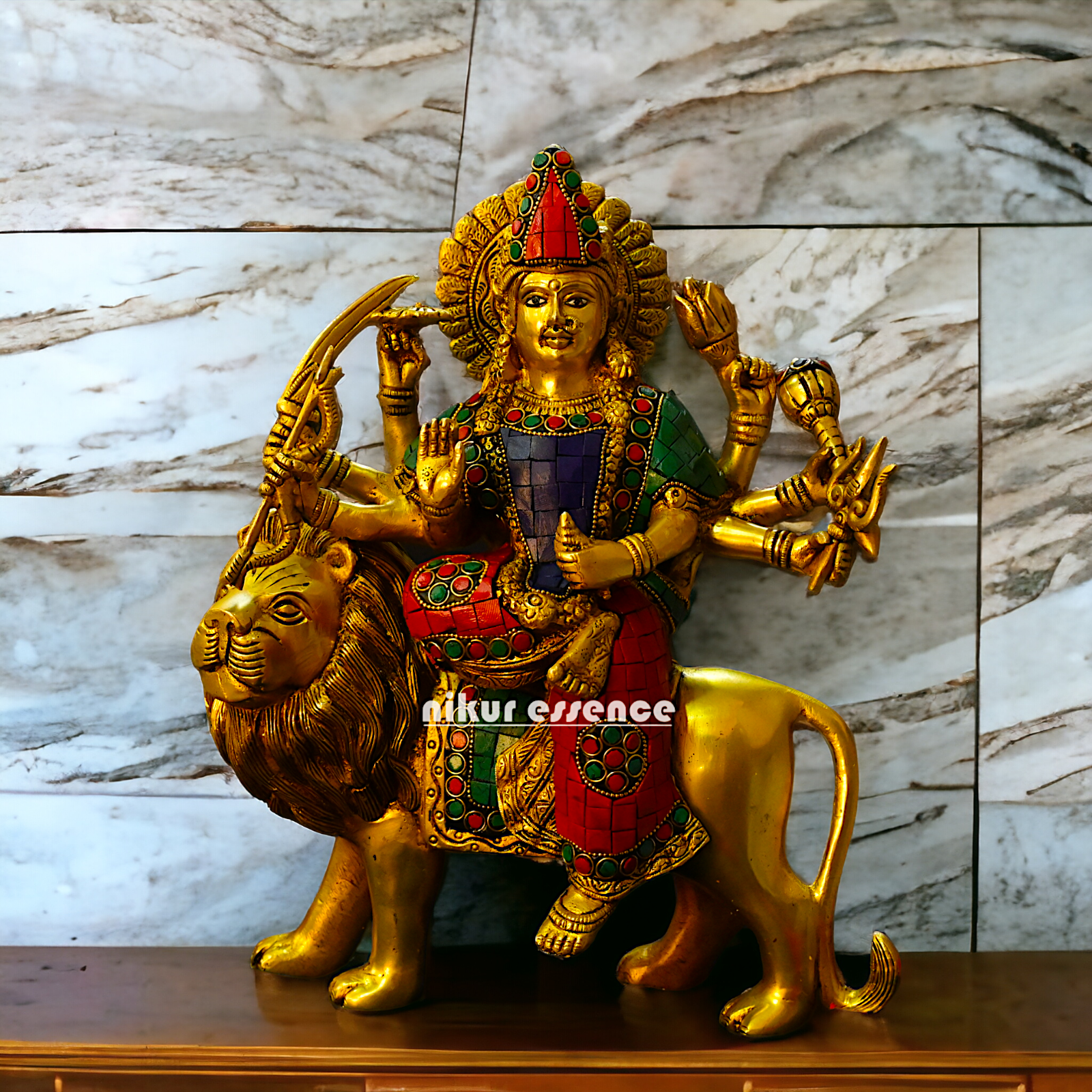 Large Buy Brass Durga Maa with stone work Idol - 34 cm Nikuressence