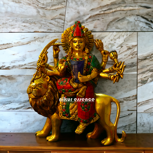 Large Buy Brass Durga Maa with stone work Idol - 34 cm Nikuressence