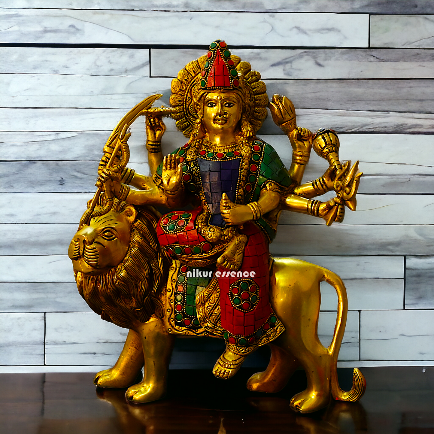 Large Buy Brass Durga Maa with stone work Idol - 34 cm Nikuressence