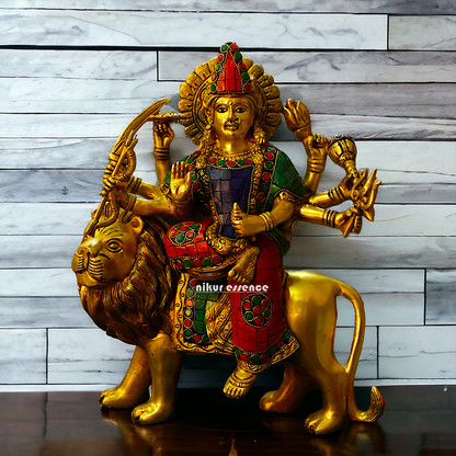 Large Buy Brass Durga Maa with stone work Idol - 34 cm Nikuressence